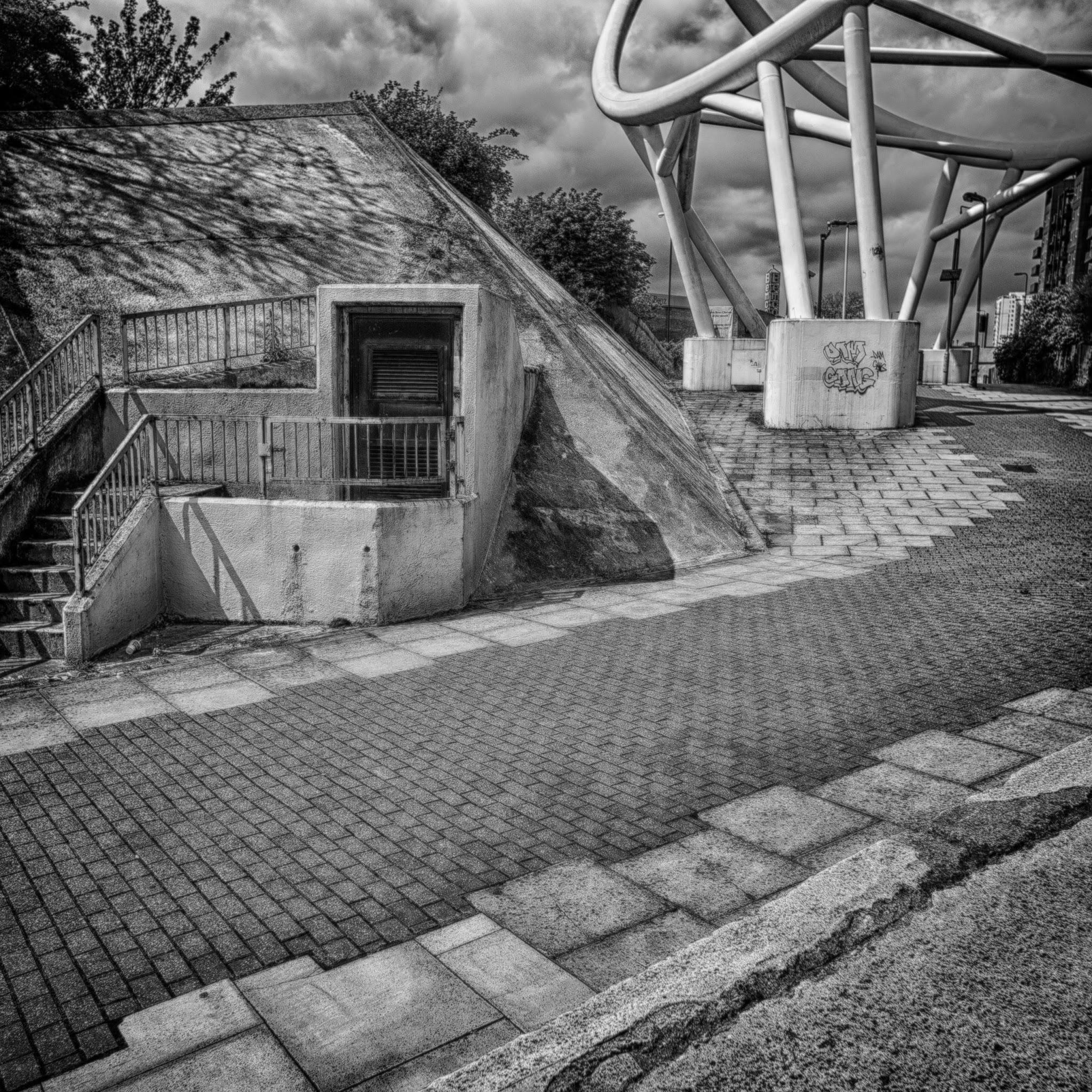 Complex tangled walkways and paving.  Complex tangled walkways and paving.