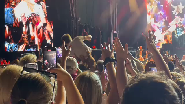 video showing James Blunt crowd surfing at his show yesterday in Schwetzingen
